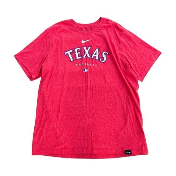Nike Texas Rangers Shirt 2XL XXL Red Regular Fit Cotton Swoosh Logo MLB Mens - Picture 1 of 4